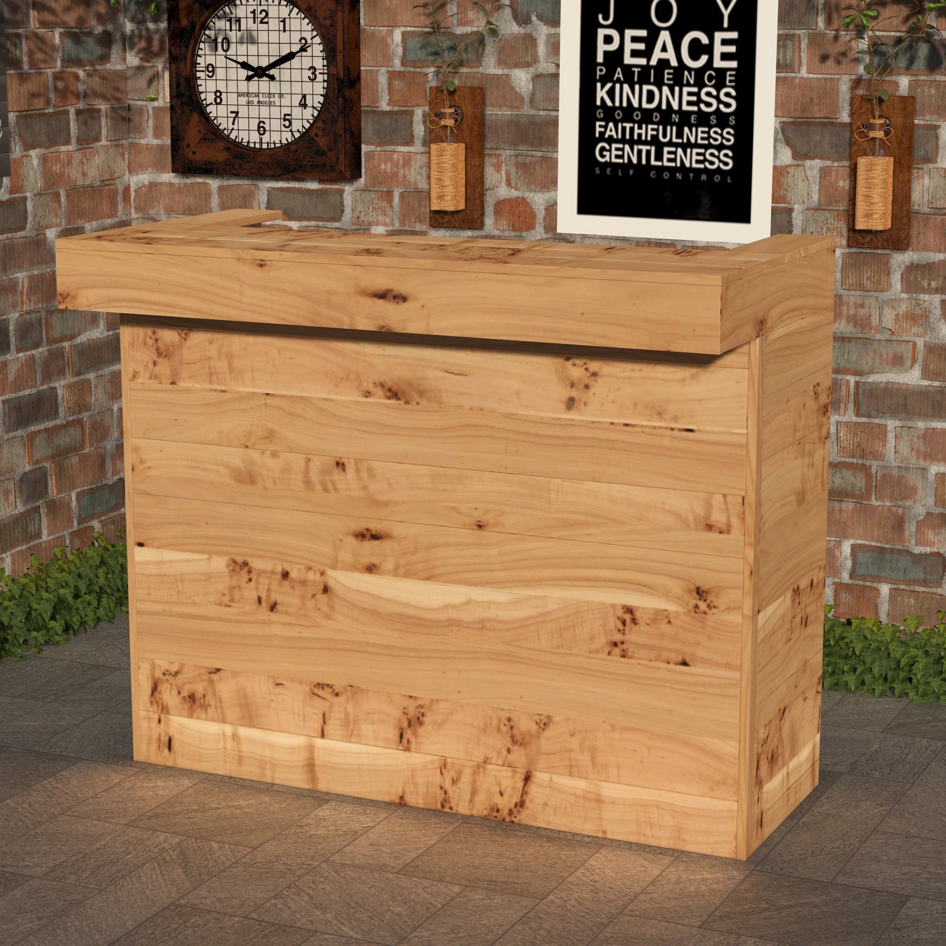 Garden Bar Set Wooden Bar Stools  with LED Outdoor Bar Table Rustic