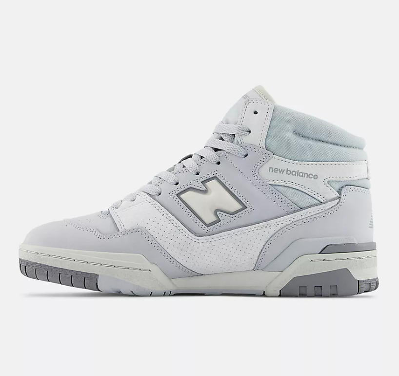 Gray high-top sneaker with New Balance logo on a white background