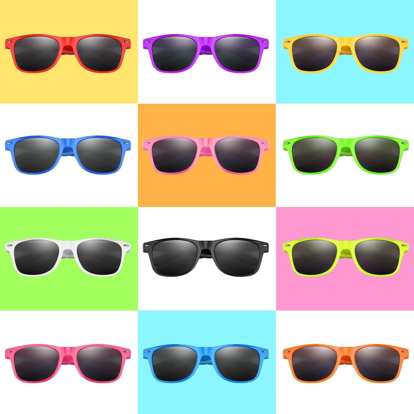 24 Packs Kids Party Sunglasses Bulk Neon Colors Sunglasses for Birthday Party - Massive Discounts