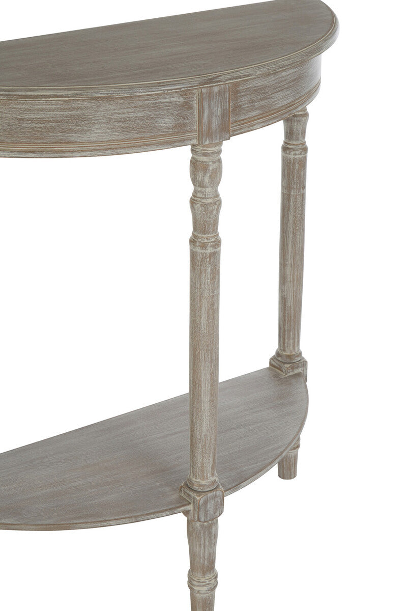 Half Moon Console Table Pine Wood Narrow Hallway Storage Shelf Orsina