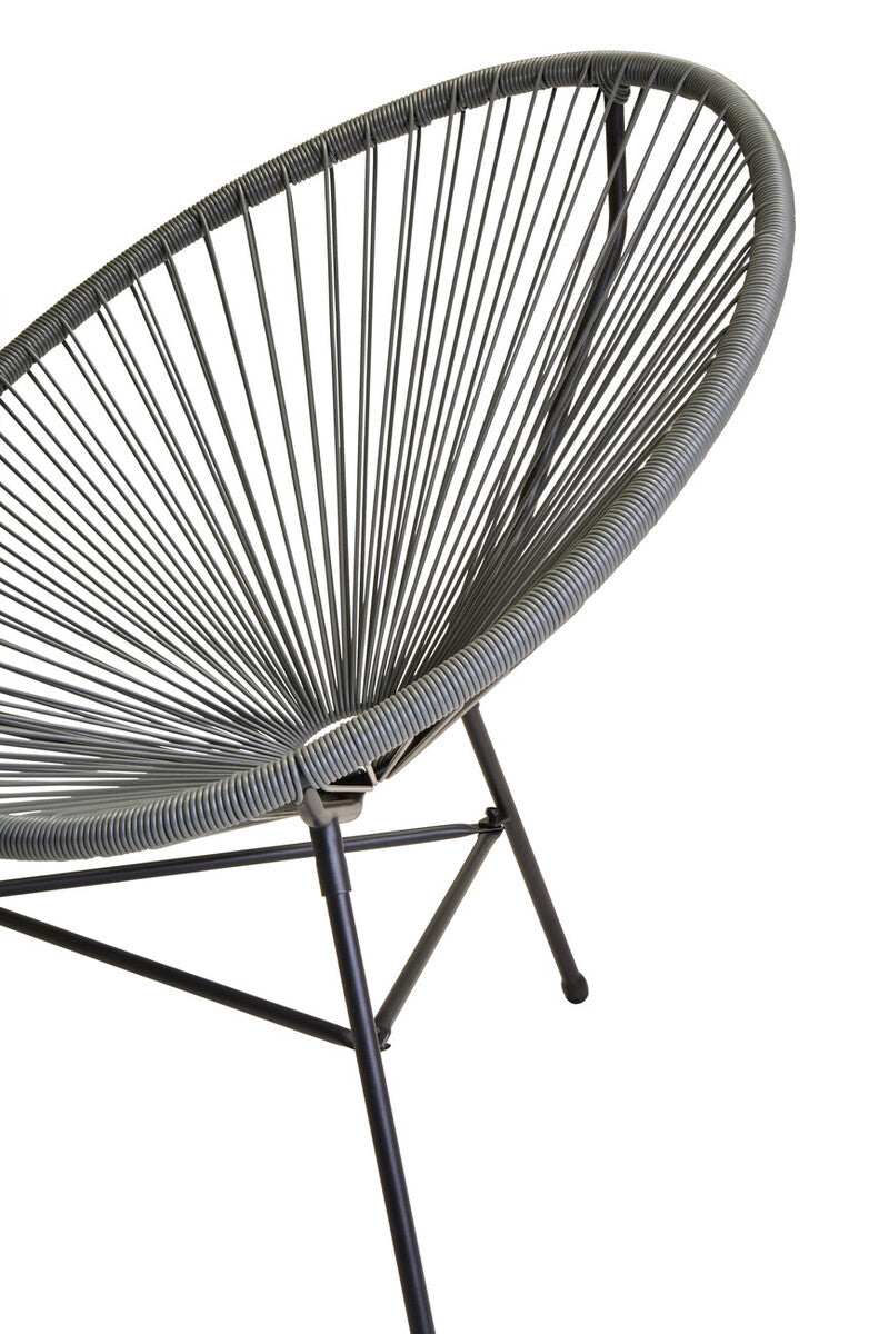 Woven chair with metal frame on a white background