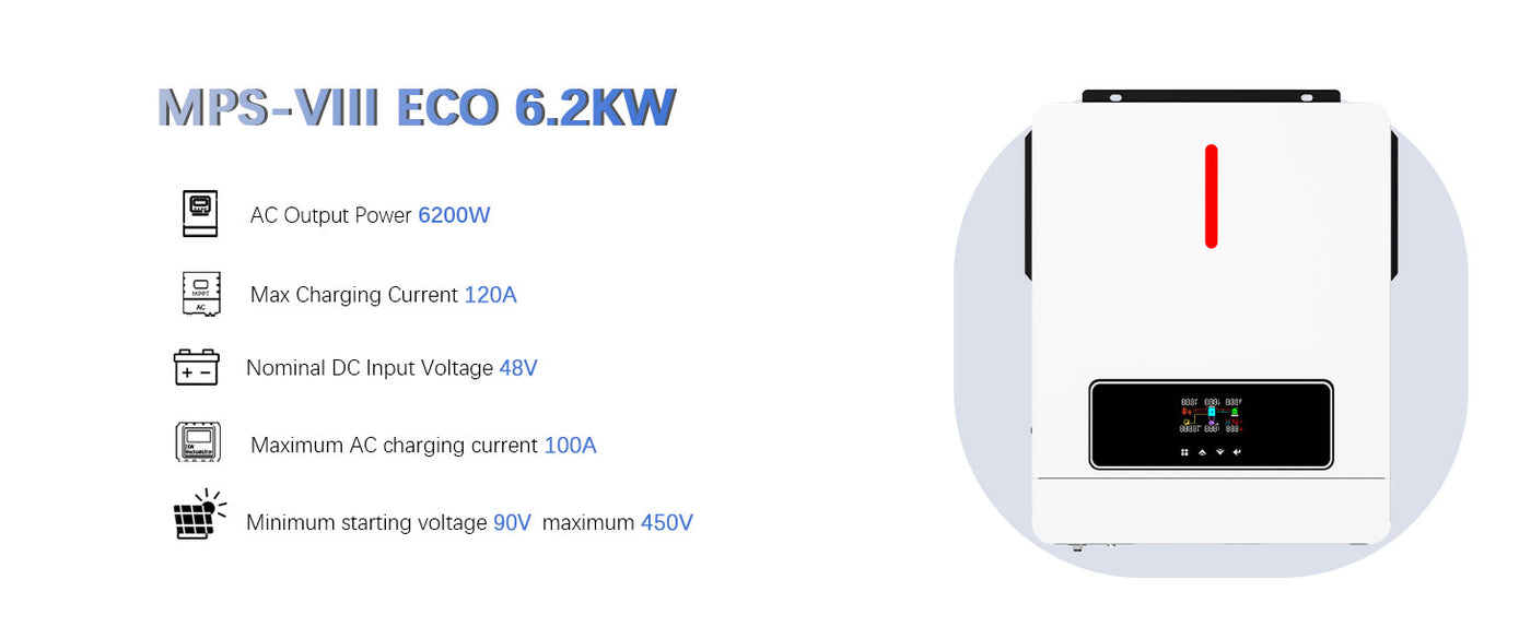 Solar Hybrid Inverter 6.2KW MPPT 120A 24V 48V WiFi Off Grid Y&H 6500W
