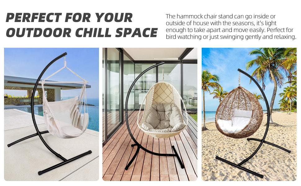Hammock Chair Stand Only C Shape for Hanging Egg Swing Seat 350lbs GOUTIME