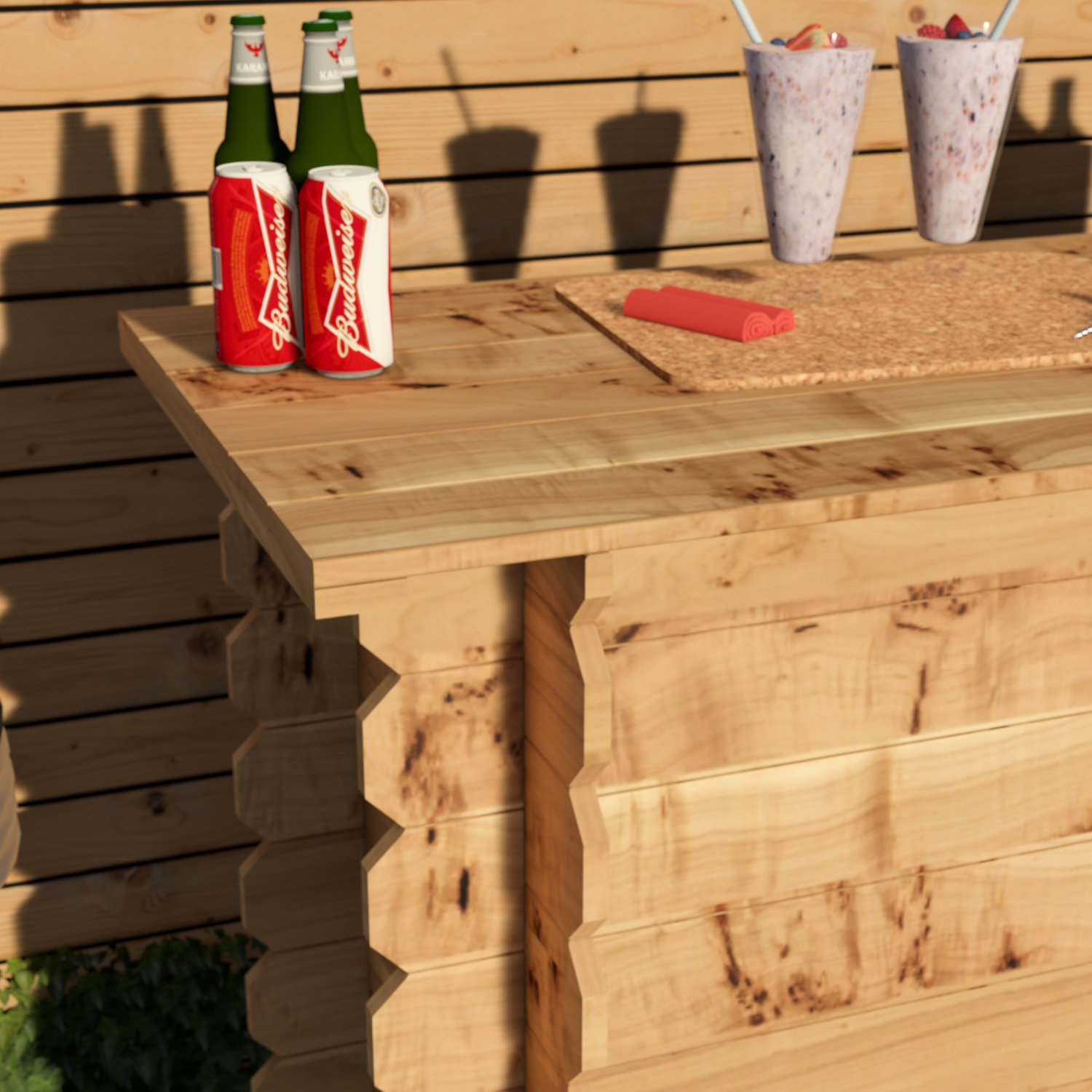 Corner Garden Bar Outdoor Wooden Interlock Drinks Bar Patio