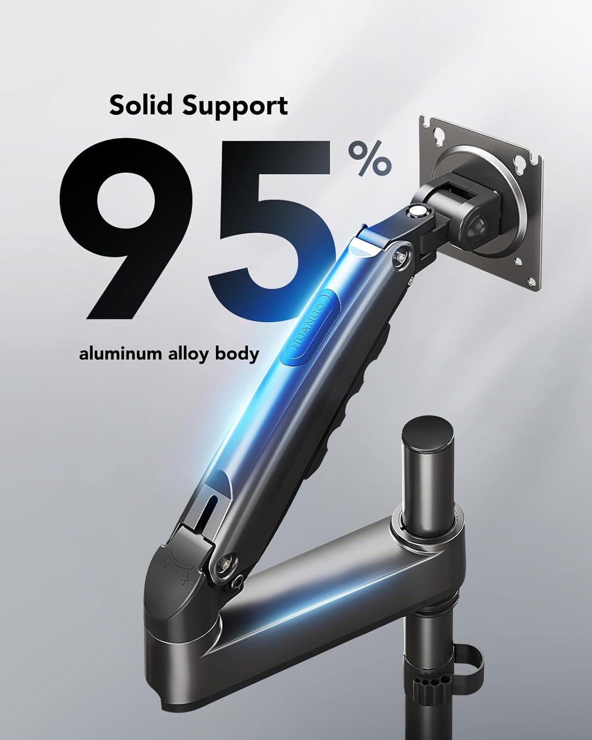 HUANUO Monitor Arm 13"-34" with Pole & Gas Spring, VESA Desk Mount