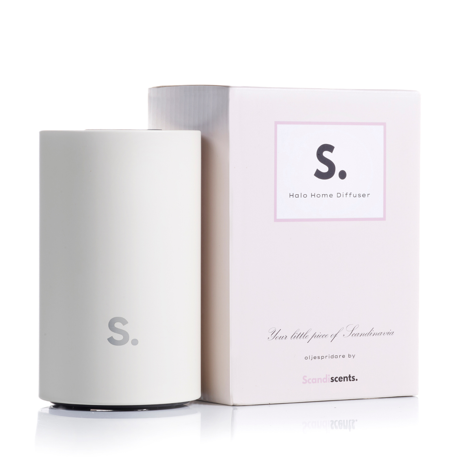 White home diffuser with packaging on a white background