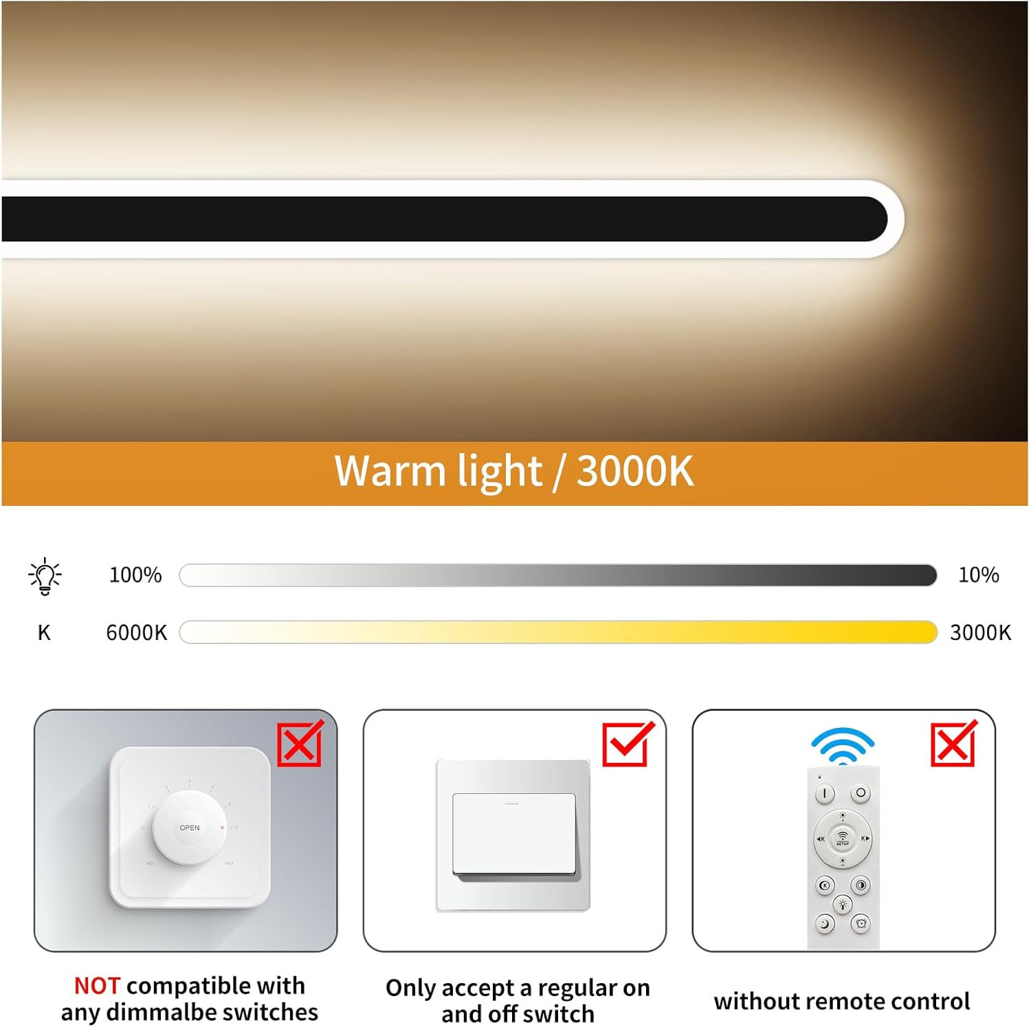Mikeru 150CM IP65 Outdoor Wall Light 3000K Warm White Matt Black, Porch / Garden