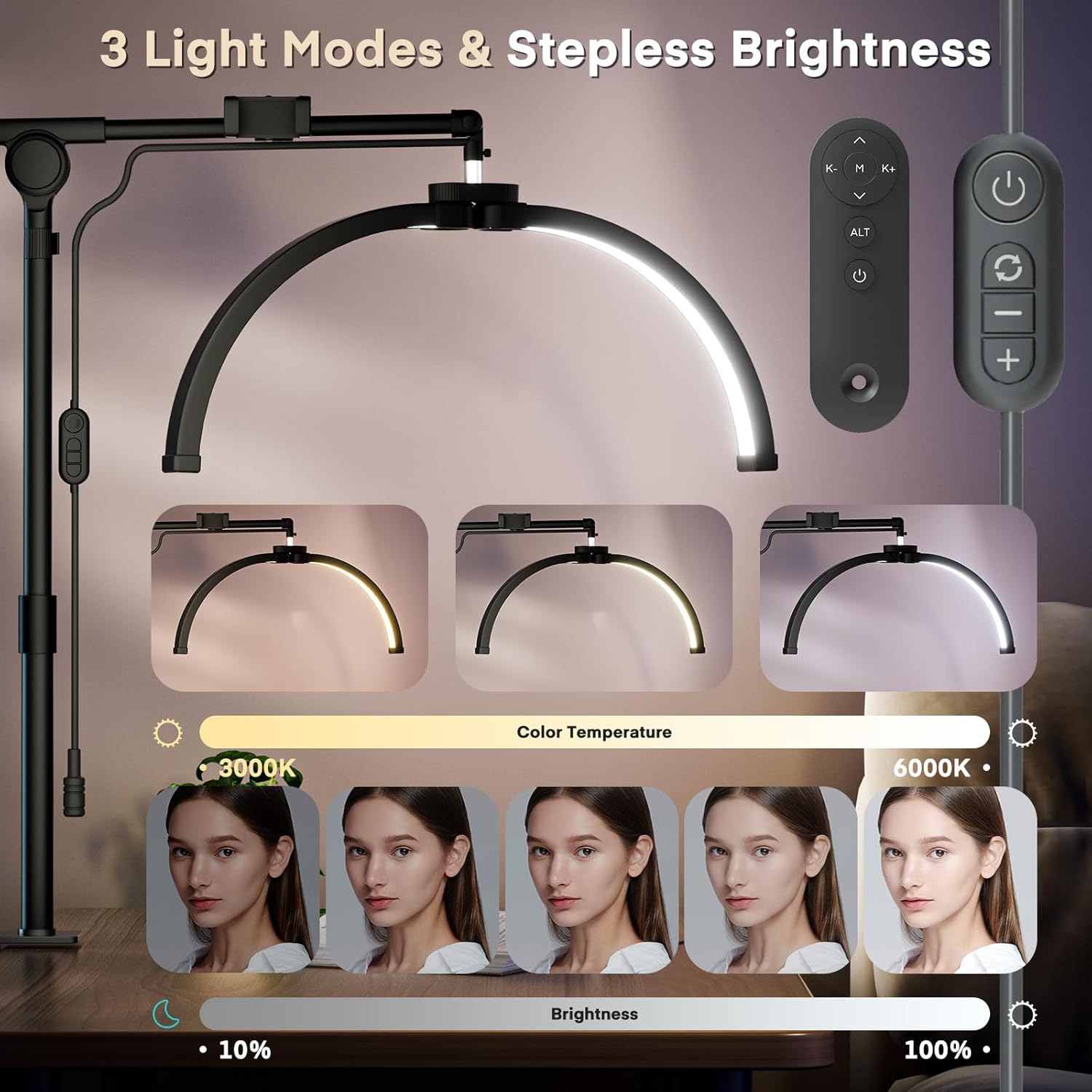 Lmaqfum Lash Light 2-in-1, Foldable, 3 Modes Phone Holder Desk Clip Beauty Techs