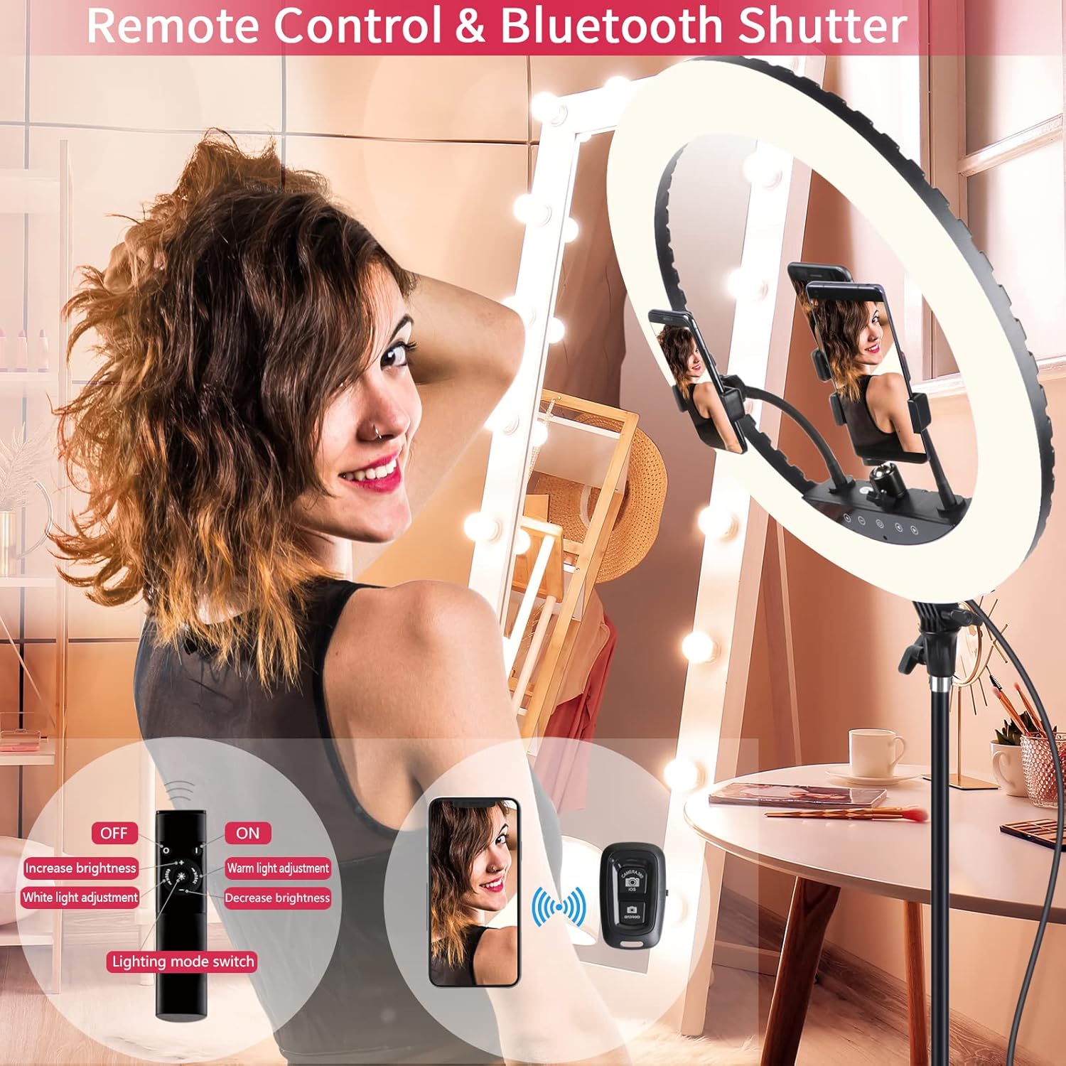 LED Ring Light 21 in with Tripod Touch Panel Bag & Remote for Video EOTO
