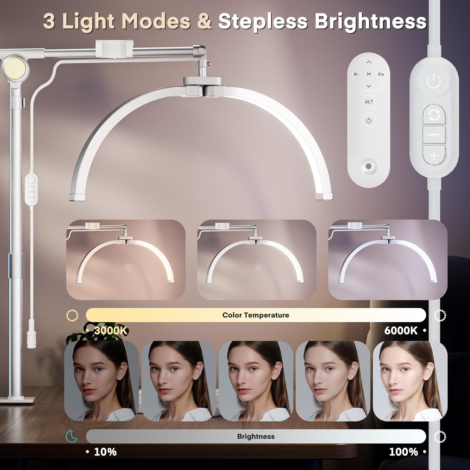 Lmaqfum Lash Light 2-in-1, Foldable, 3 Modes Phone Holder Desk Clip Beauty Techs