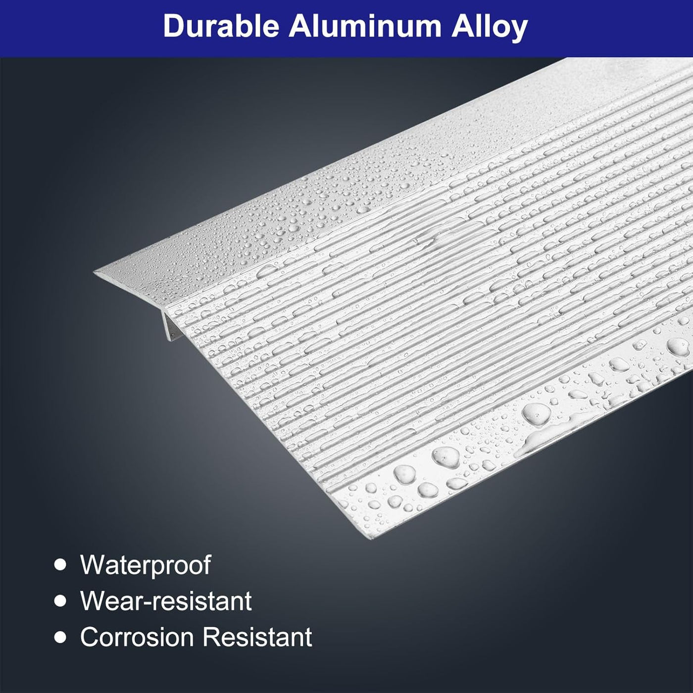 35.4'' Aluminum Floor Transition Strip Carpet to Tile Edge, 0.4-1.4'' Silver