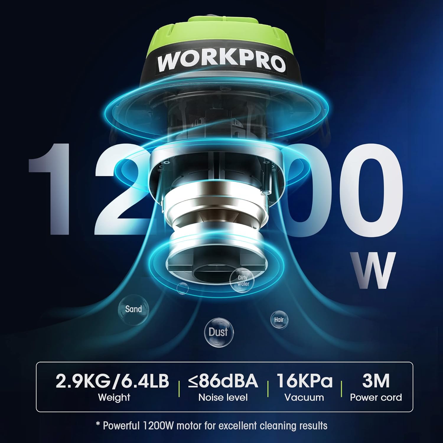 WORKPRO 1200W Wet & Dry Vacuum Cleaner – 10L, 3-in-1 Multipurpose