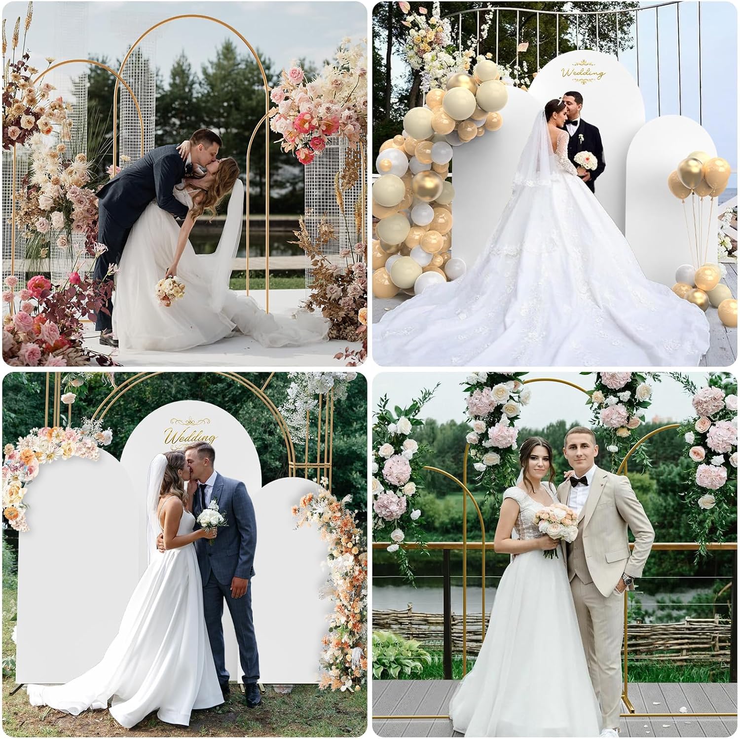 TopDirect 3 Arch Backdrop Stand Set, 4/5/6FT for Parties & Weddings White Cover