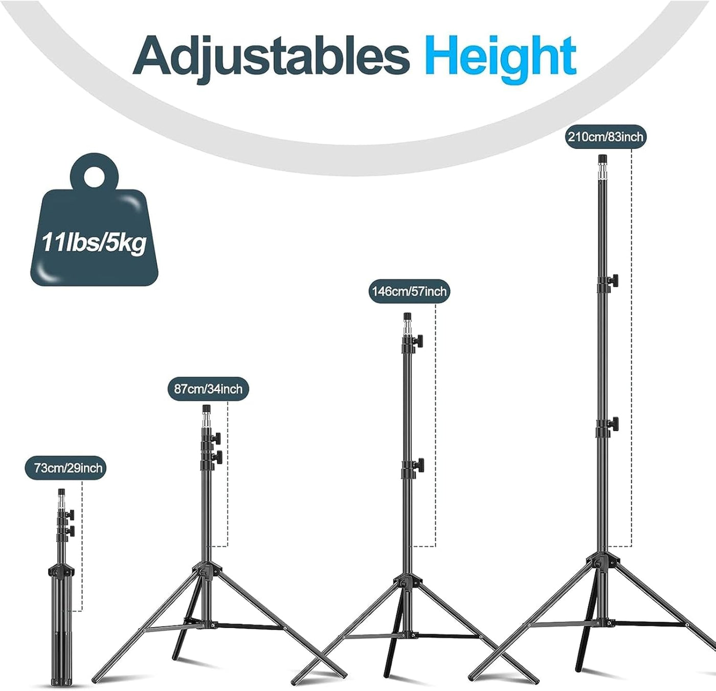 EMART 7Ft Light Stand 2-Pack – Portable Tripods for Ring Light, Flash, Studio