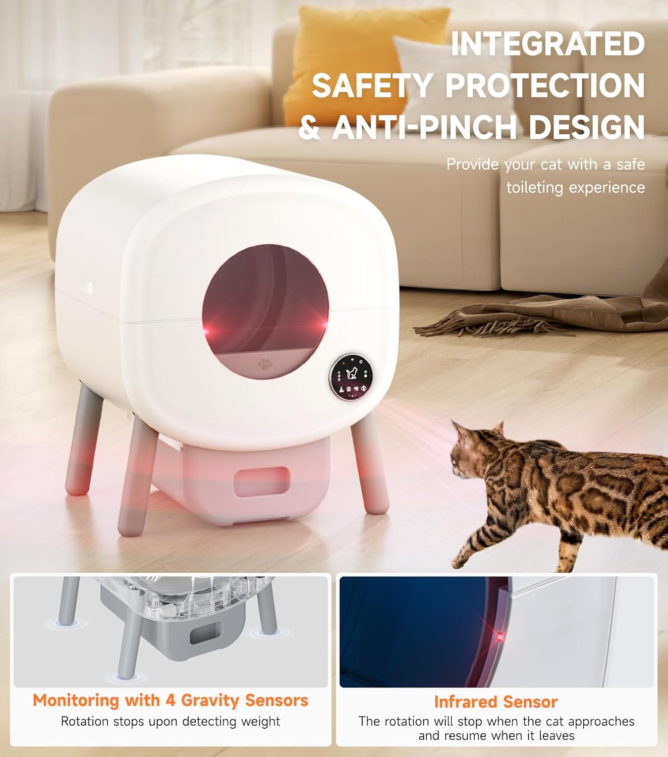 Self-Cleaning Cat Litter Box 76L with App Control & Odor Protection (Broken)