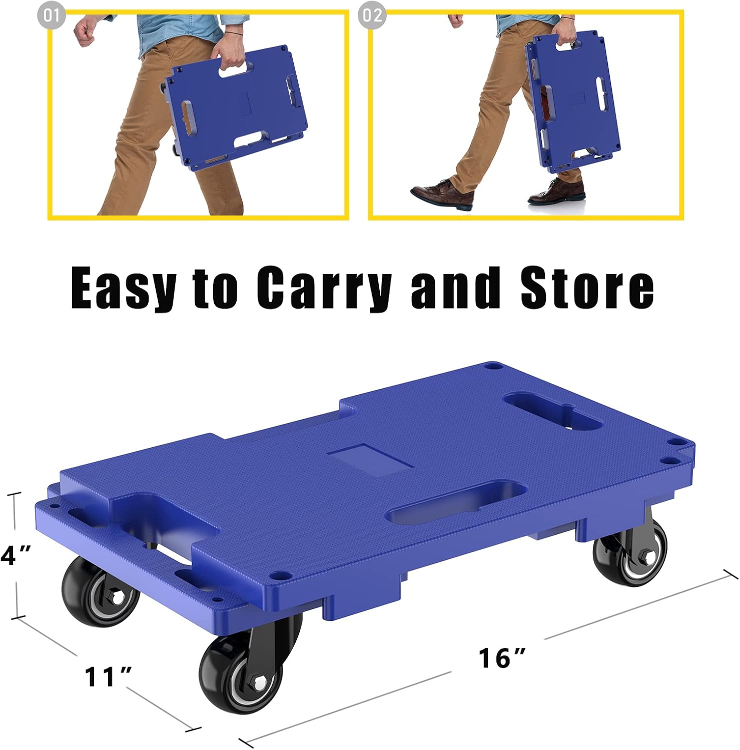 SOLEJAZZ Connectable Mobile Dolly 440LBS Piano Trolley, 2-Pack, Blue
