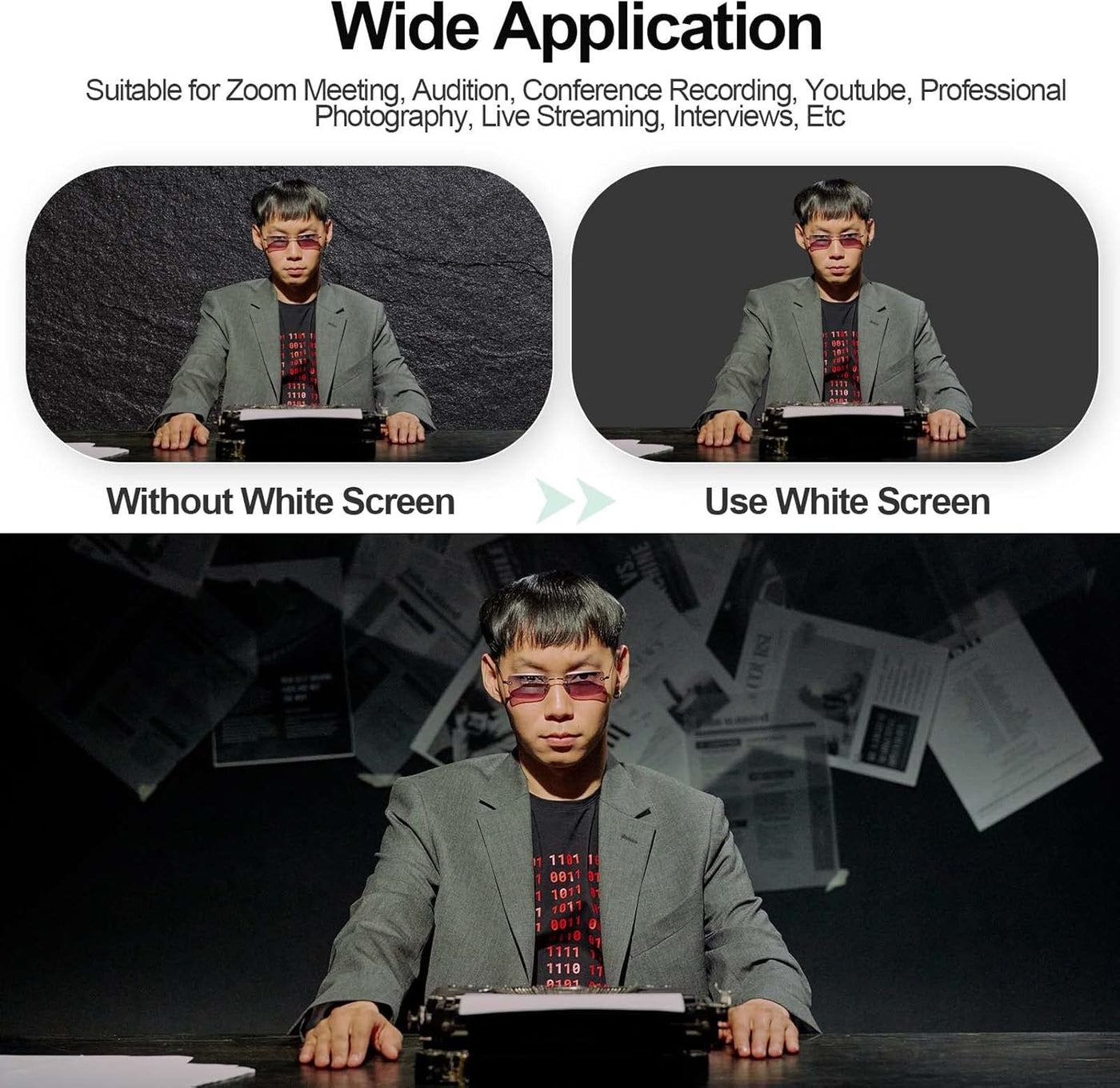 EMART 5x7ft Black Backdrop with 5x8.5ft T-Stand, Photo & Video Kit