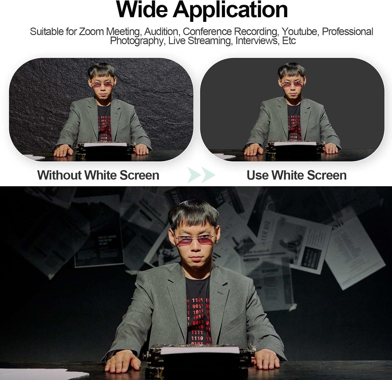 EMART 5x7ft Black Backdrop with 5x8.5ft T-Stand, Photo & Video Kit