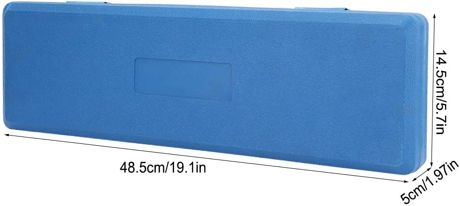 Blue rectangular object with dimensions indicated on a white background