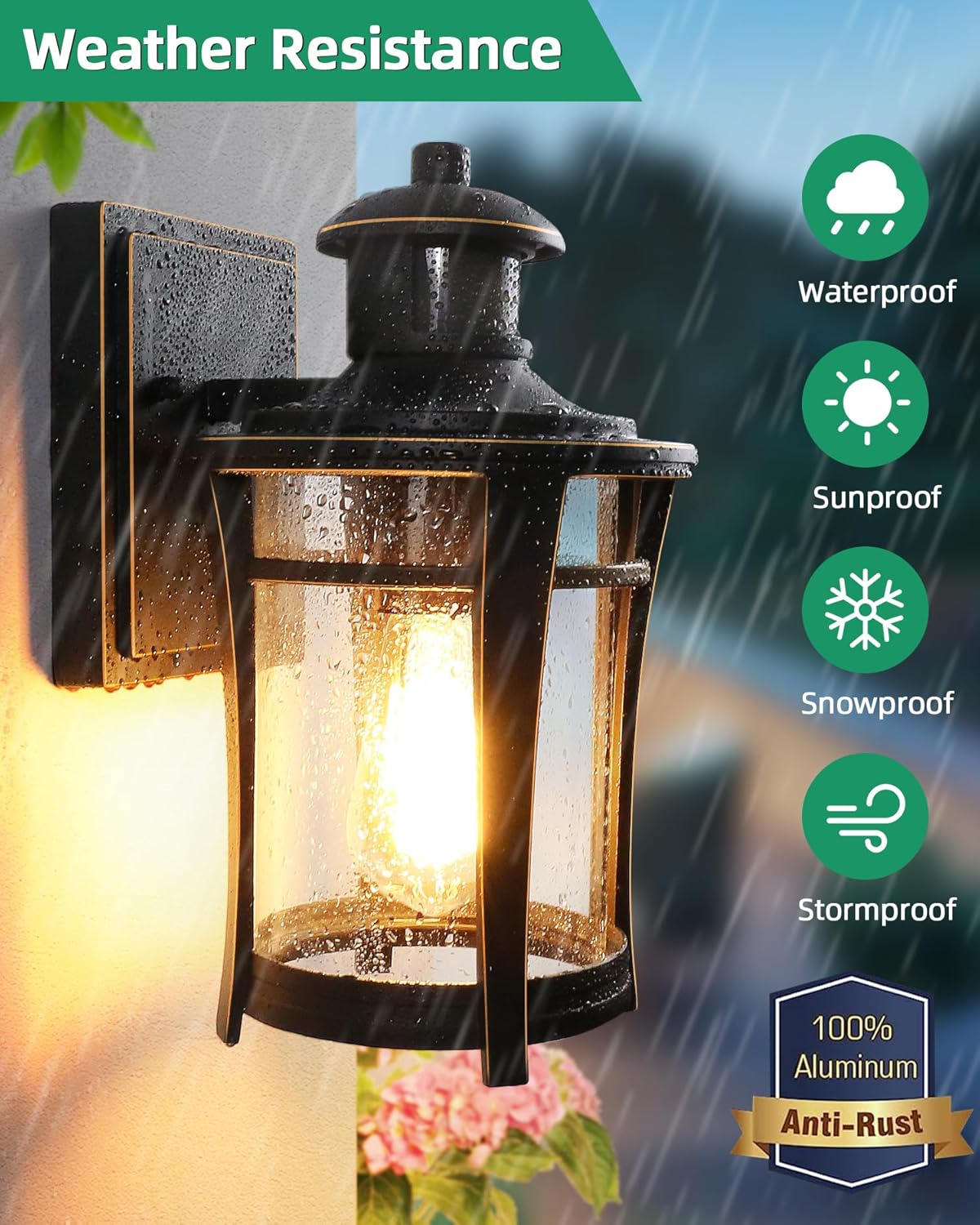 Outdoor Wall Lights Motion Sensor Security Lights Waterproof Dusk-to-Dawn Sconce