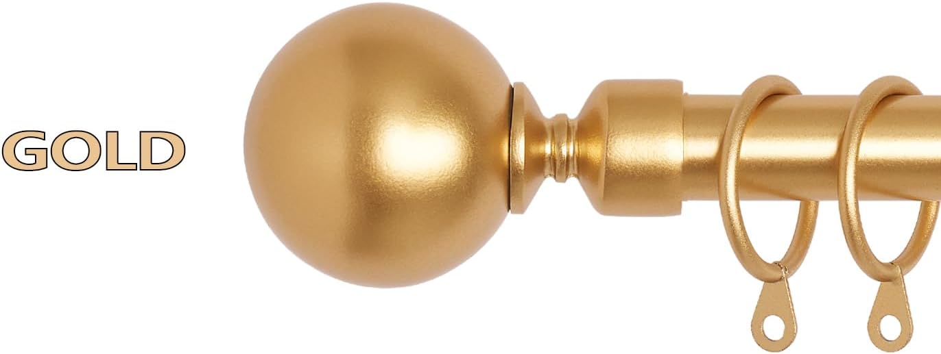 Extendable Black Curtain Pole 77-210cm, 1'' Dia, Diamond Ball Finials, 30-84''
