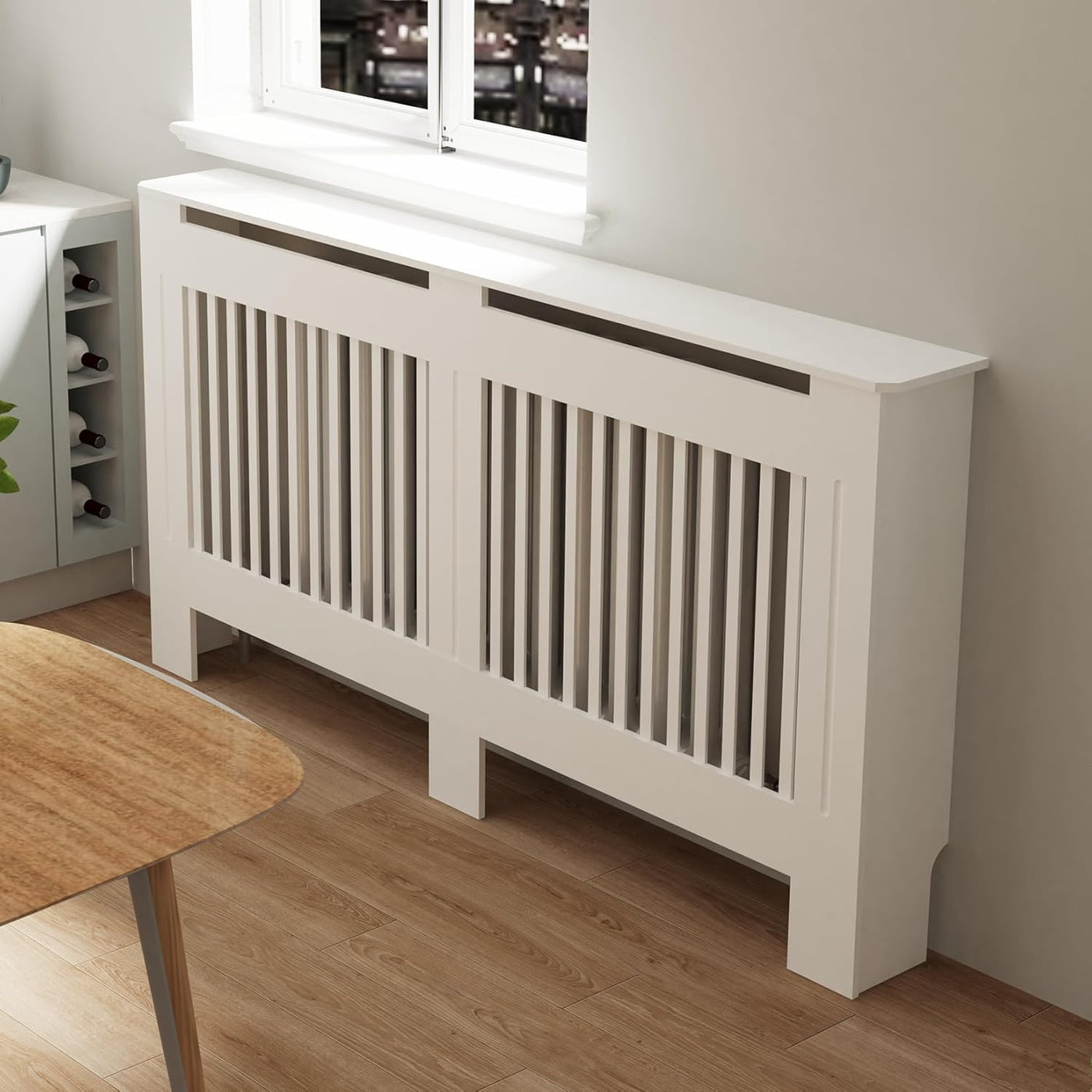 Large White High Radiator Cover Cabinet, 100cm Internal Height, Modern Design