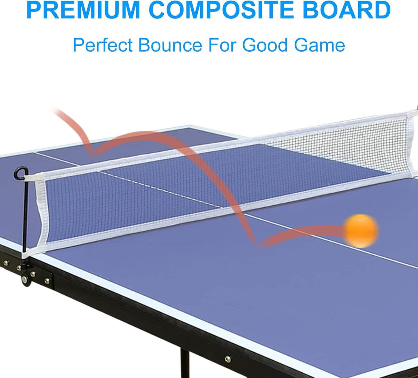 REXOUS Midsize Folding Ping Pong Table Game Set 2 Paddles 3 Balls, Net 30''x54''