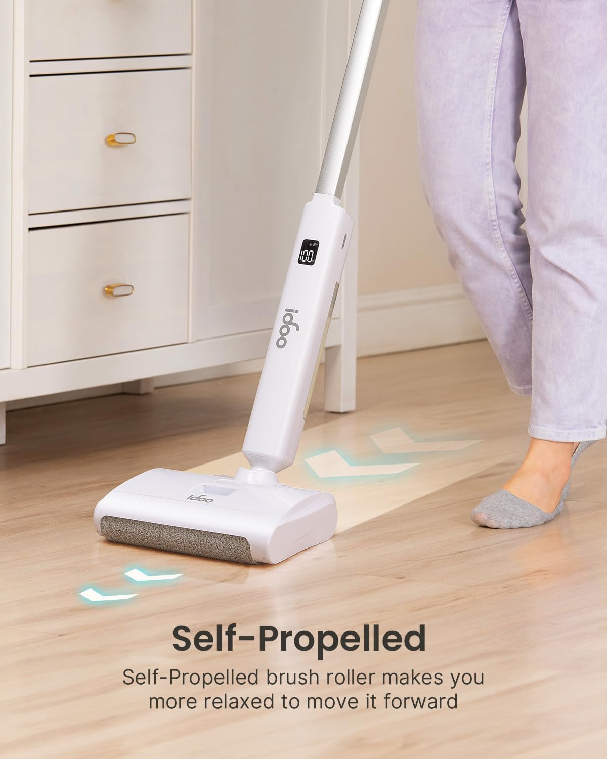 iDOO Cordless Electric Mop, Self-Cleaning, LED Display, Dual Tank 60 Min Runtime