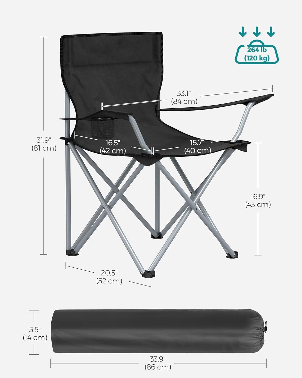 SONGMICS Set of 2 Folding Camping Chairs Max. Capacity 120 kg - Massive Discounts