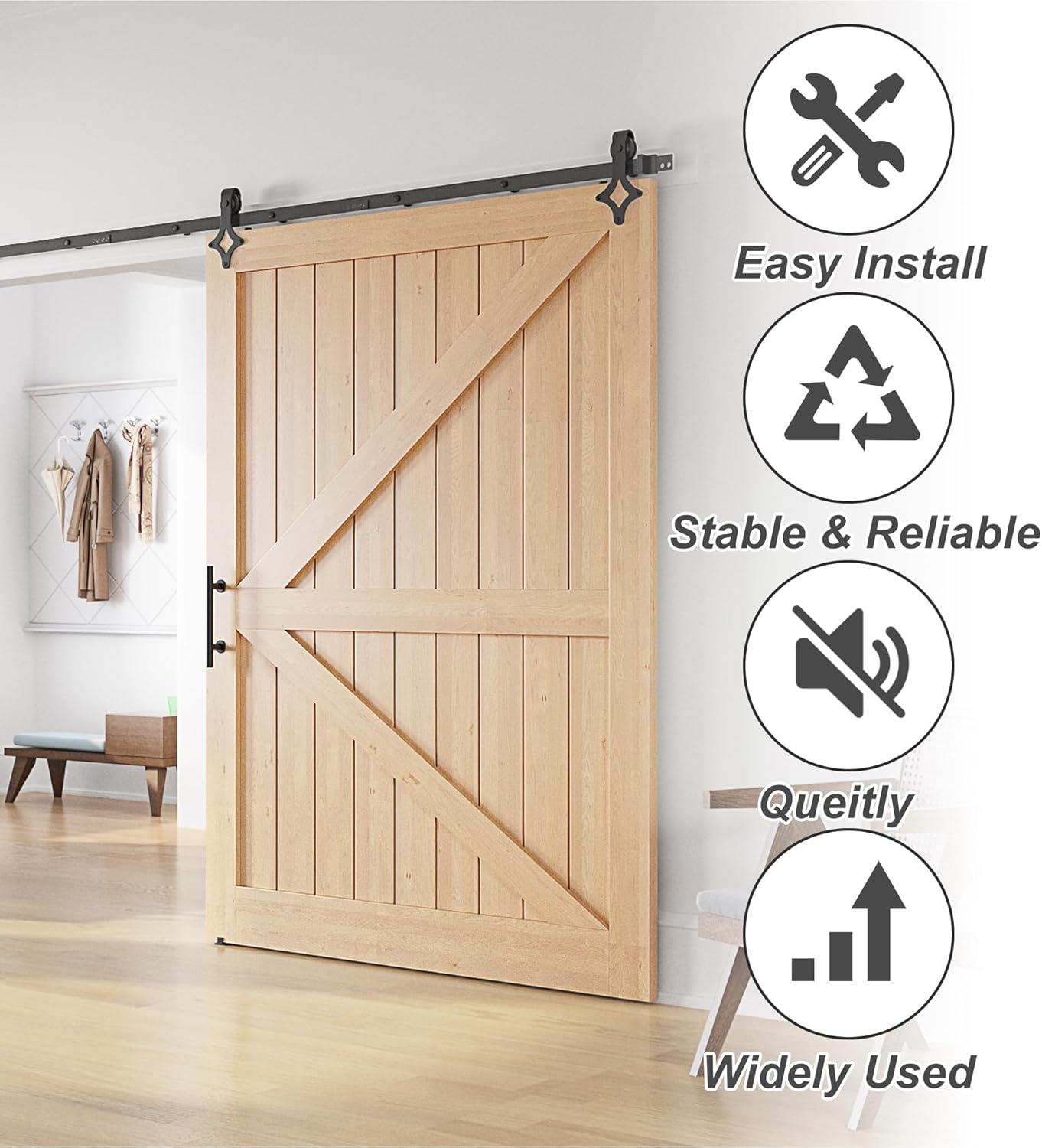 Sliding Barn Door Hardware Kit 10FT Heavy Duty Steel Track Rhombic SANKEYTEW