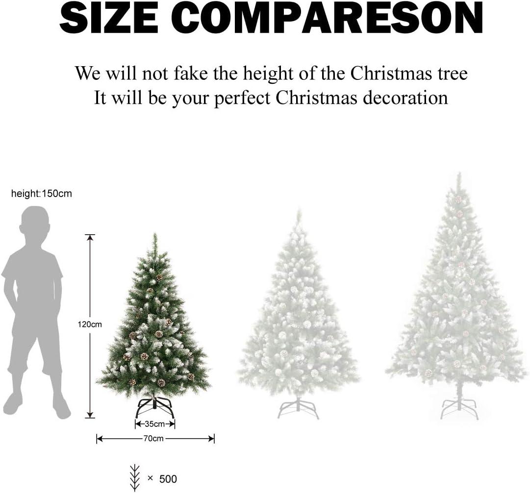 1.2m/4ft Artificial Christmas Tree with Snow Real Pine Cones and Base - Massive Discounts