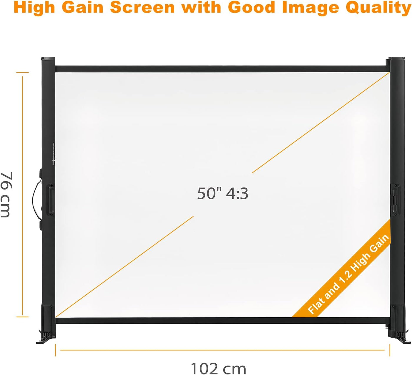 Portable Projector Screen 50 Inch 4:3 with Stand, Lightweight, Retractable