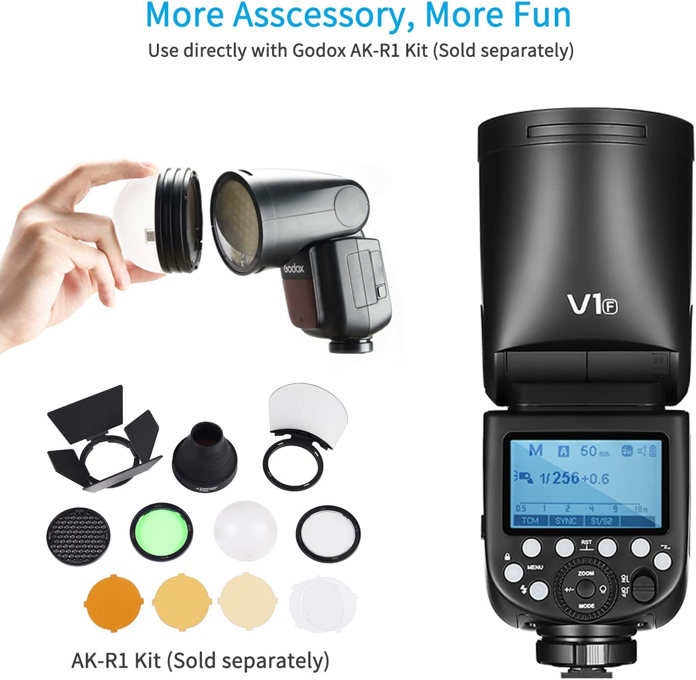 Godox V1-F Round Head Flash Speedlite 76Ws HSS with Battery for Fuji Cameras