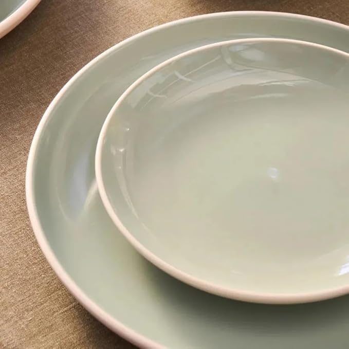 Karaca Abby Stoneware Dinner Set for 6 - Elegant Tableware, 23 Piece, Green