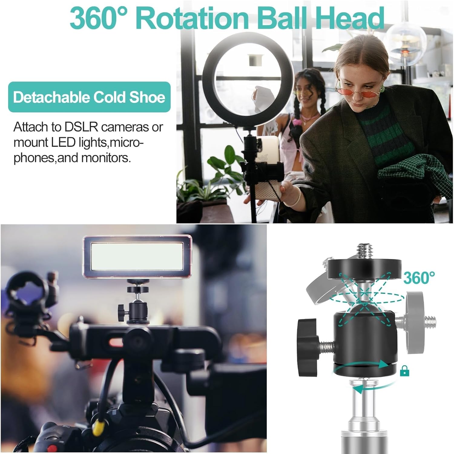 EMART 62inch Light Stand, Adjustable Aluminum Tripod, for Camera & Lighting, 2pk