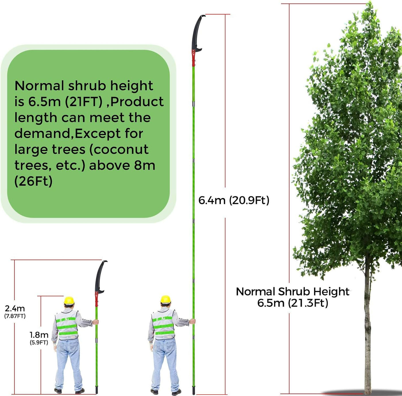 SUNORCHID 26ft Pole Pruning Saw, Adjustable Tree Lopper with Carry Bag