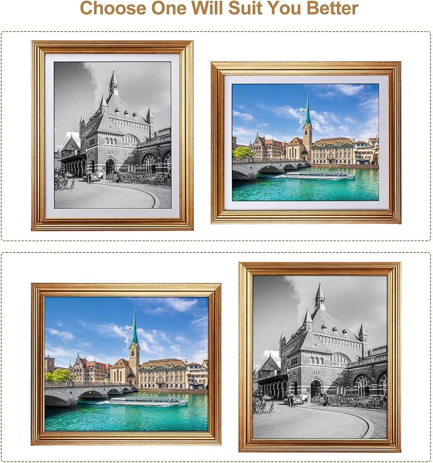 RLAVBL Set of 6 Gold 8x10 Photo Frames for Wall or Tabletop Display - Massive Discounts