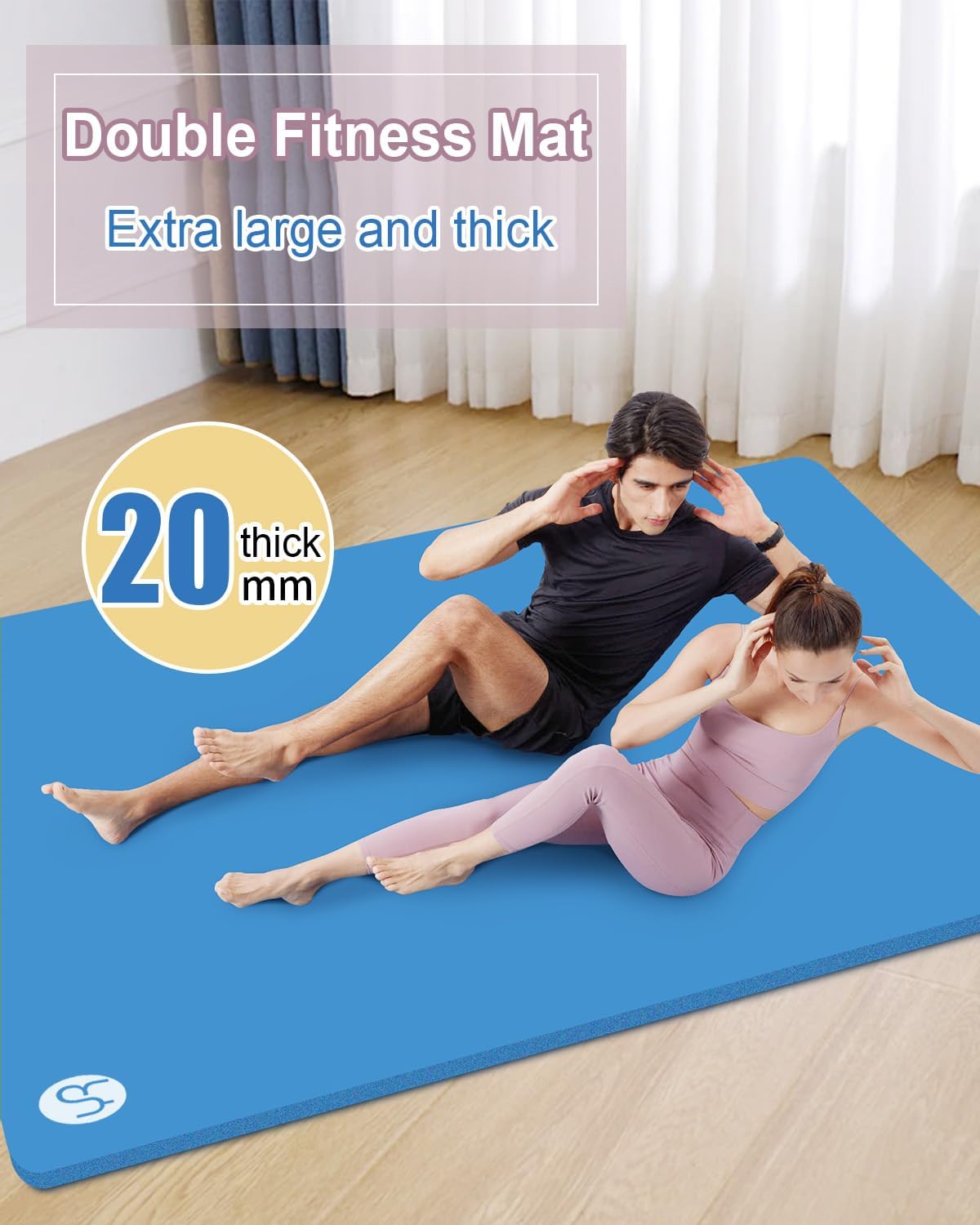 Yoga Mat Extra Large 200x130cm Thick 20mm NBR Exercise Fitness RYTMAT