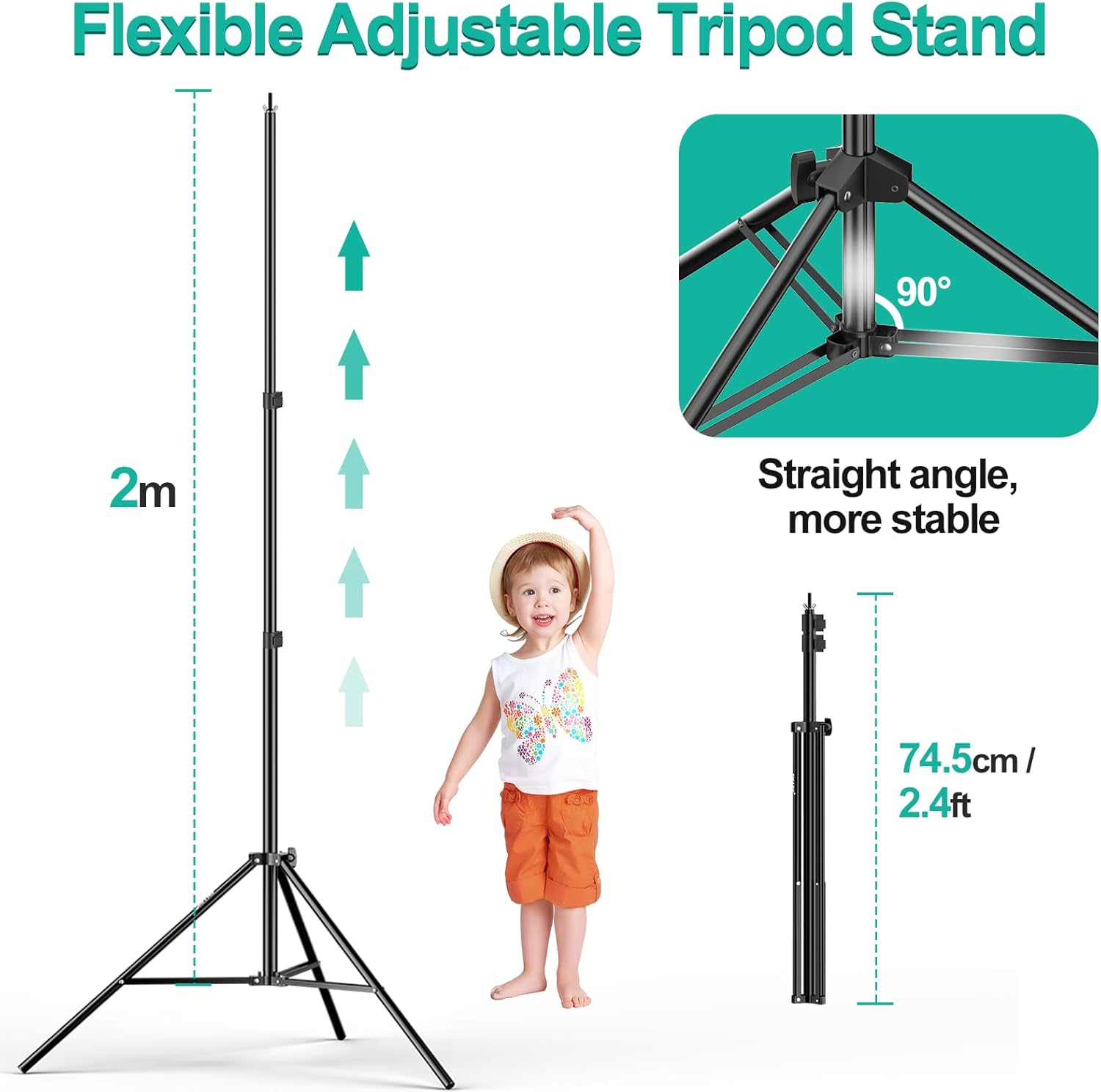 Backdrop Stand Kit White Screen Clamps Bag for Photo Video 2x2m EMART
