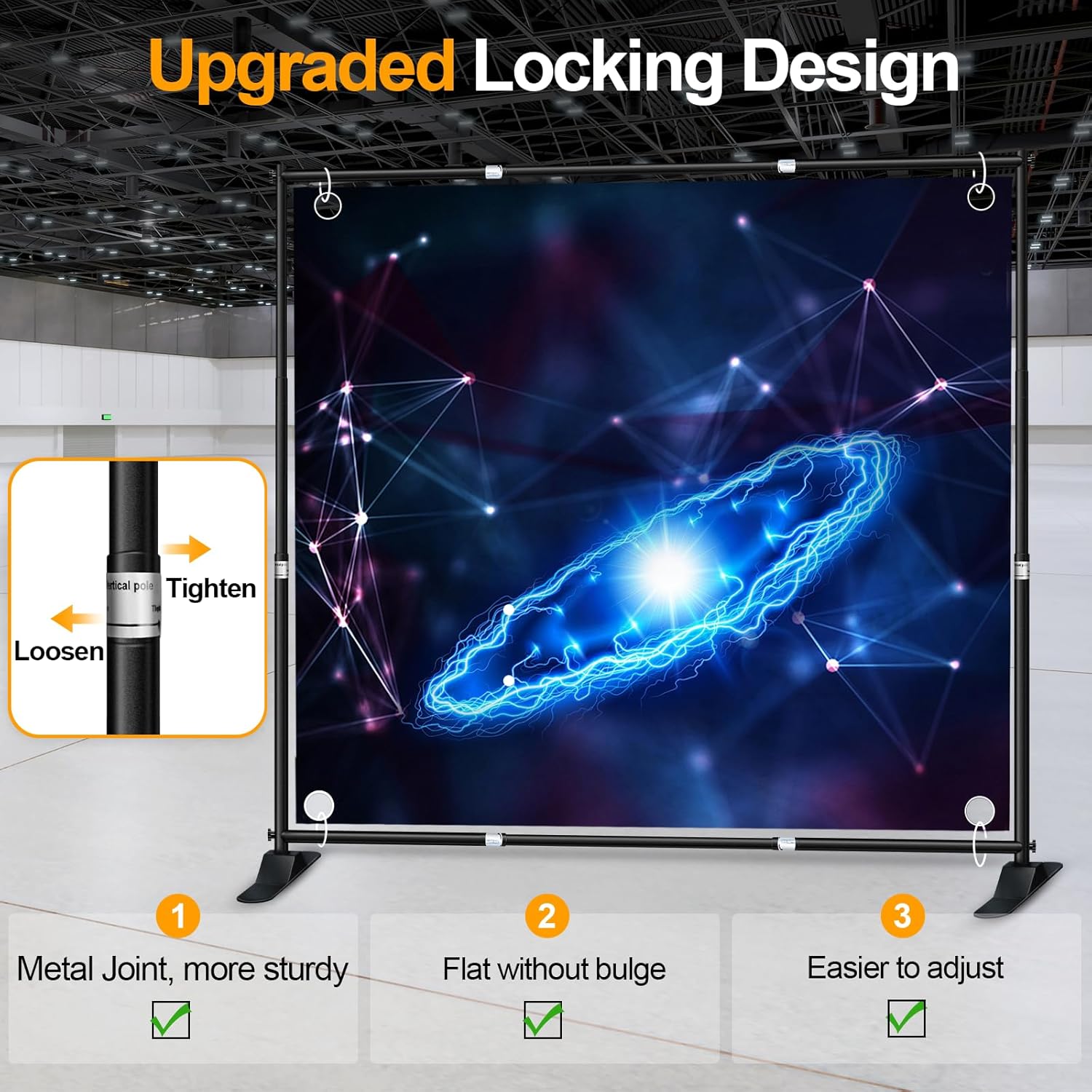 EMART 10x10ft Banner Stand, Adjustable Backdrop Kit for Events & Photos