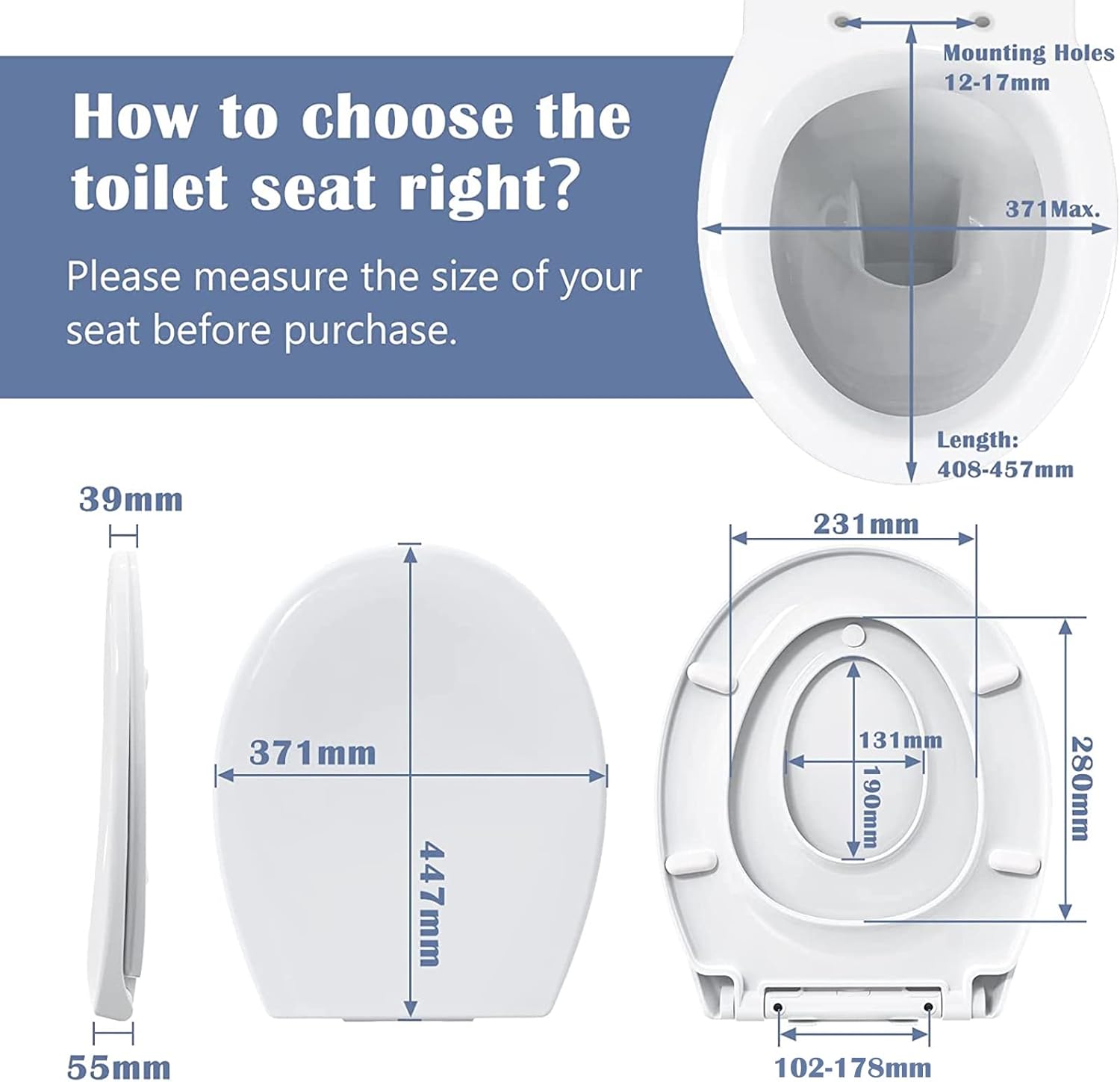 STOREMIC Soft Close Toilet Seat with Child Seat, Quick Release, O Shape