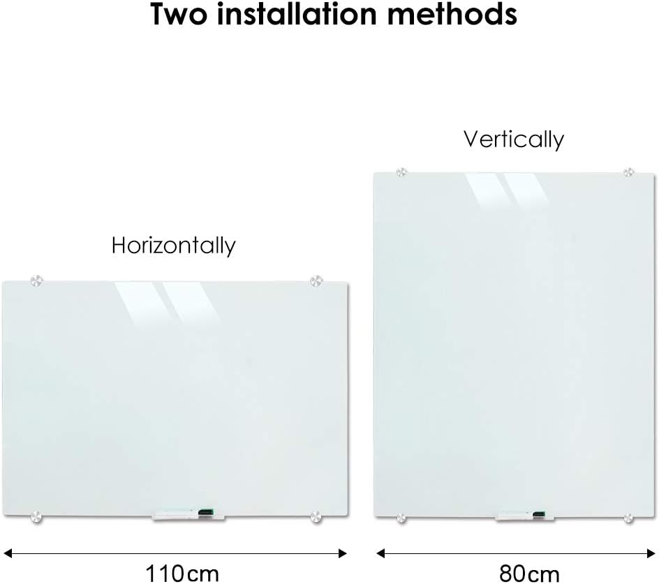 Magnetic Glass Dry Erase Board 110x80cm Wall Mounted Whiteboard XIWODE