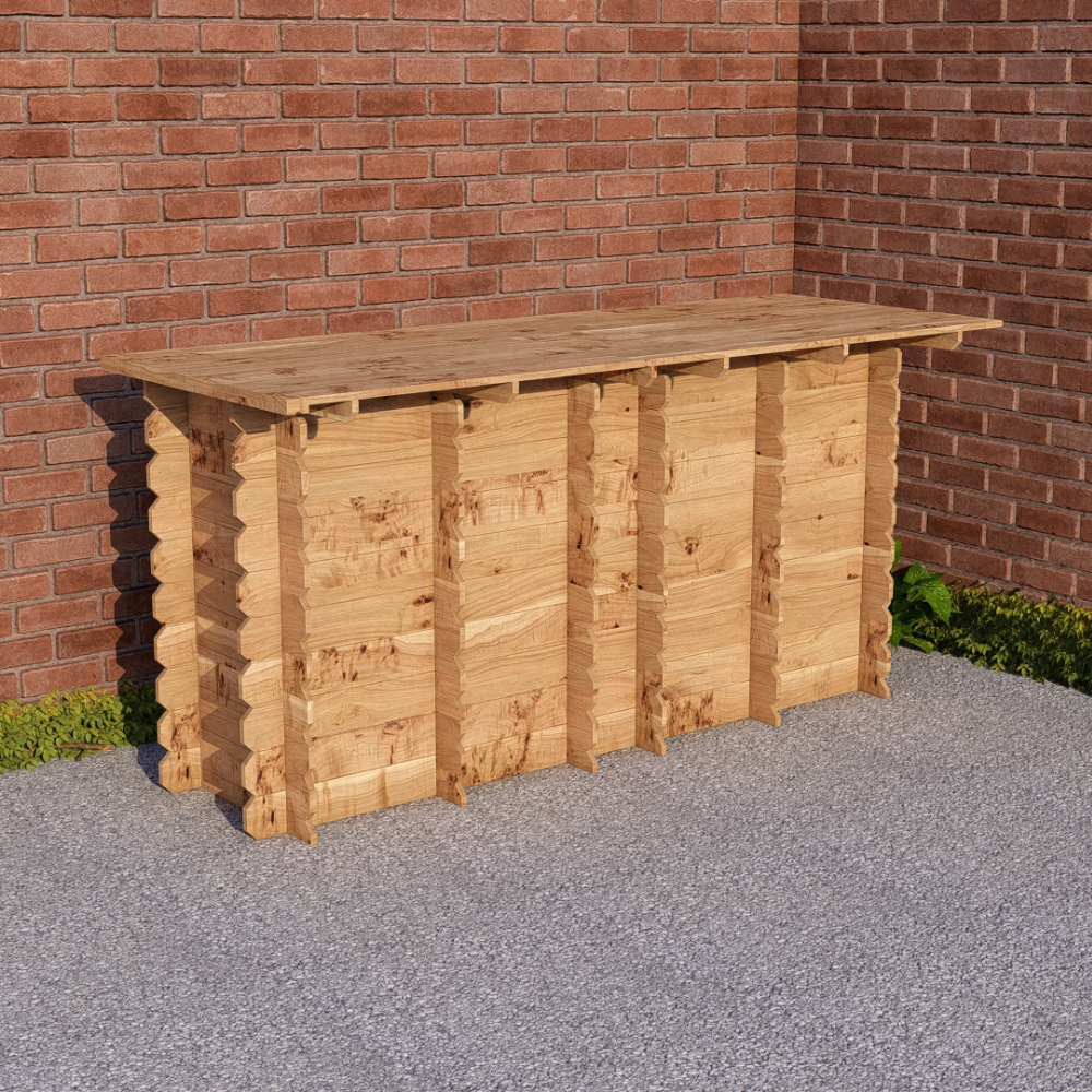 Large Garden Bar Outdoor Wooden 2m Drinks Bar Patio Interlock