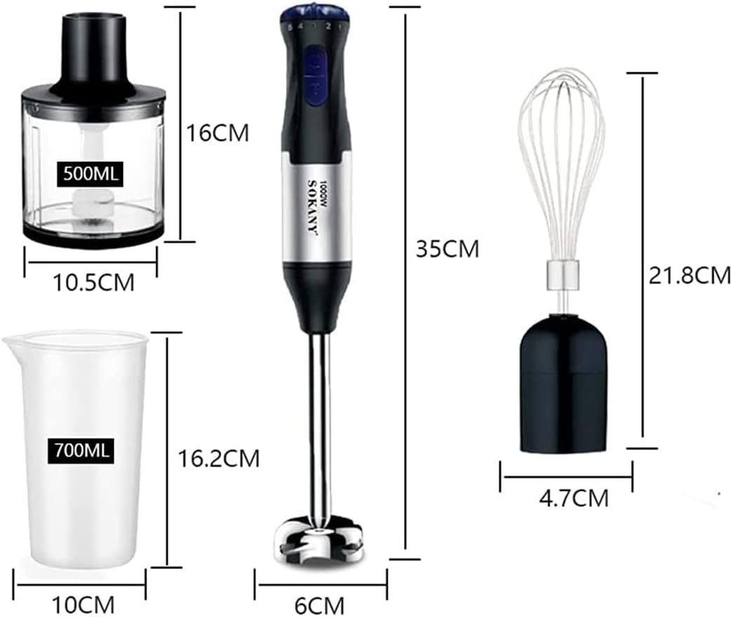 Hand Blender Food Processor 4 in 1 1000W Chopper Jug Turbo SOKANY