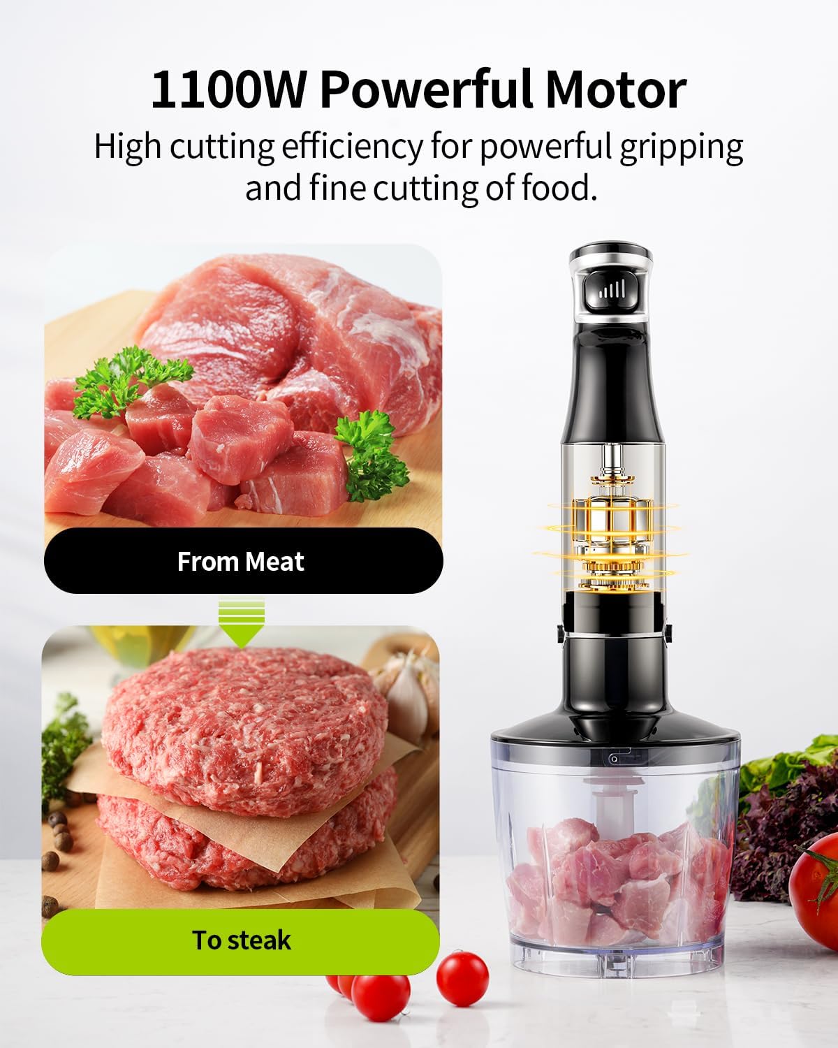 SHARDOR Hand Blender 1100W 5 in 1 Stick Blender 20 Speed Turbo Hand Whisk