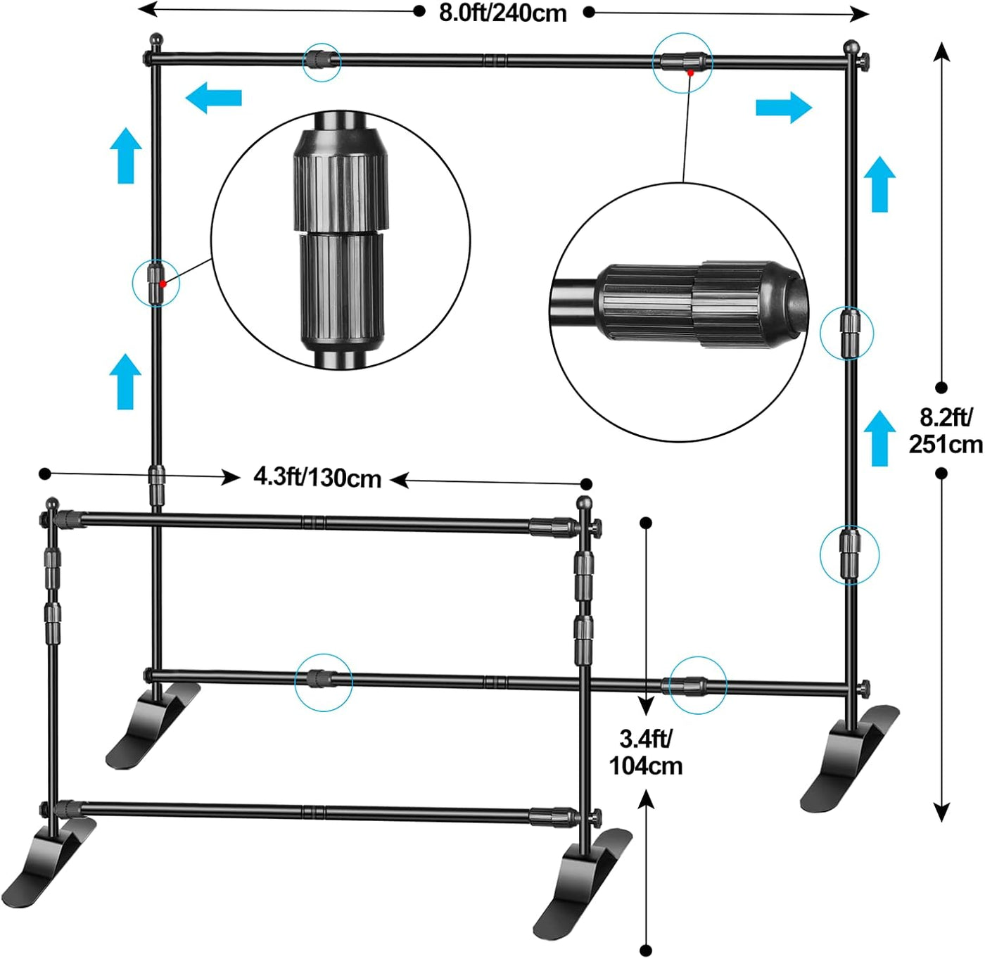 EMART 8x8ft Adjustable Backdrop Banner Stand Kit with Carry Bag for Studio