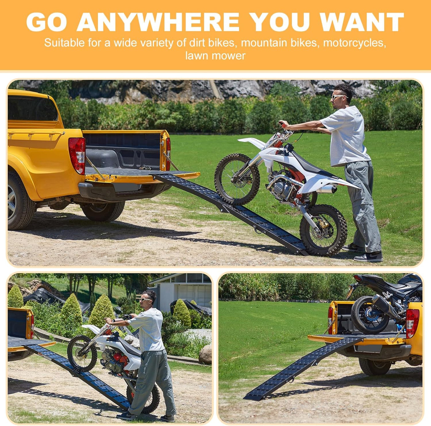 Aluminum Loading Ramp 228x29.2cm 680KG for ATV UTV Trucks Motorbike Gardhom