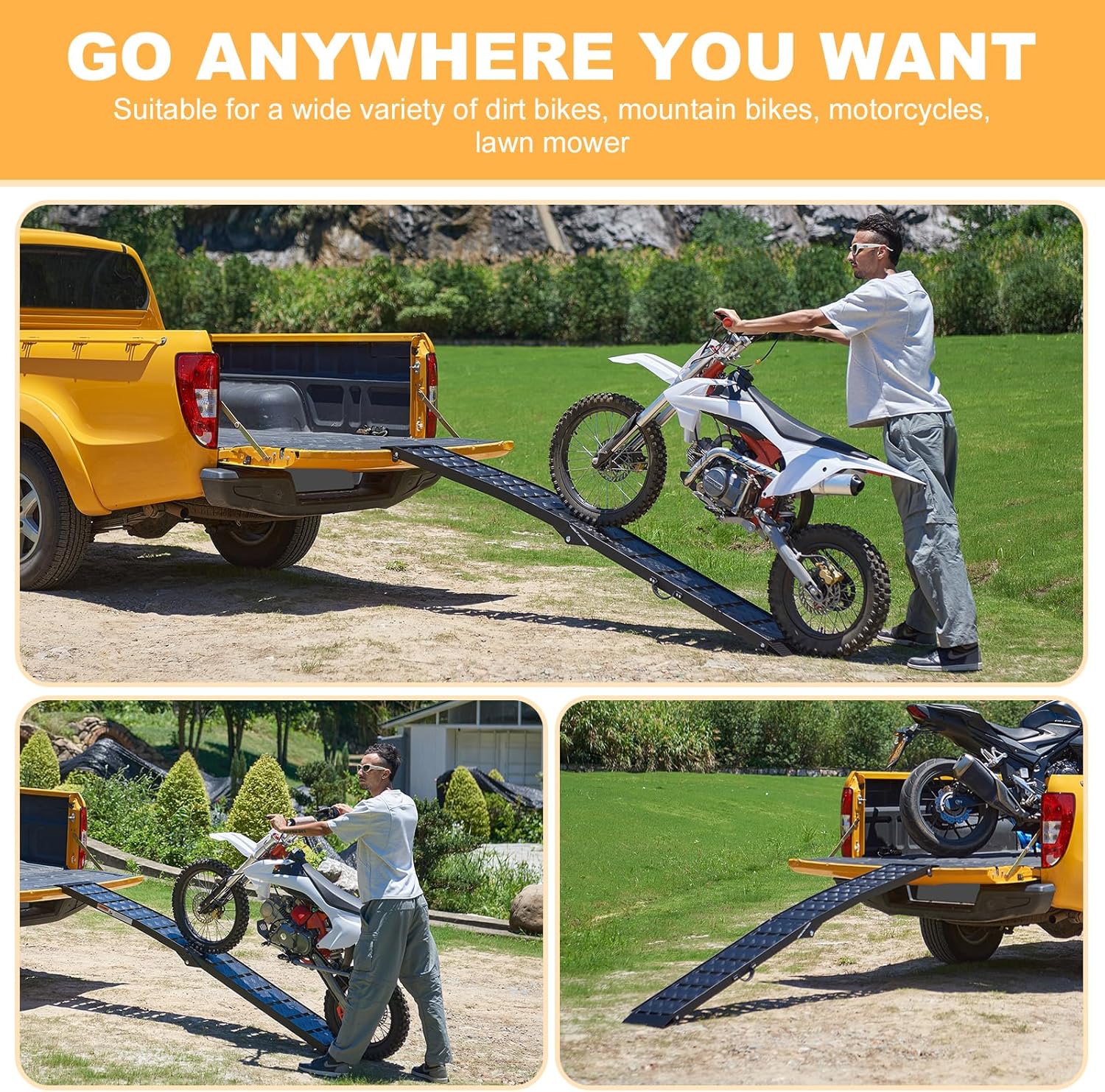 Aluminum Loading Ramp 228x29.2cm 680KG for ATV UTV Trucks Motorbike Gardhom