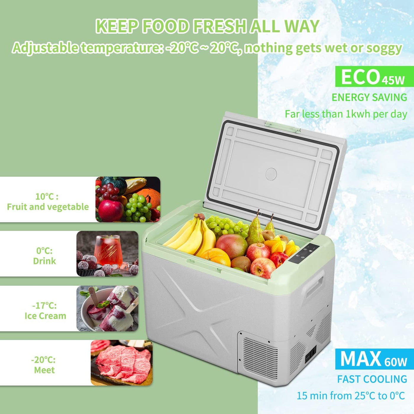 Alpicool X40 40L Car Fridge Freezer, 12/24V Portable Cooler for Camping -20℃