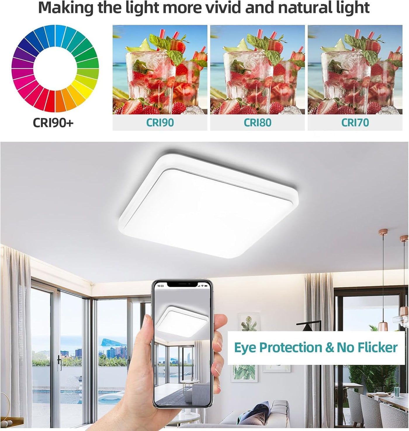 72W Modern 48cm LED Ceiling Light Square 6000K Daylight Flush Mount Lamp